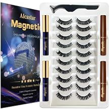 Alcastar Magnetic Eyelashes with Eyeliner Kit, Magnetic Lashes Natural Looking with, Long Lasting, Easy Apply,Cruelty-Free. Fluffy-DH0604