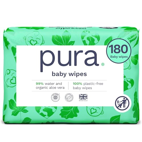 Pura Natural Sensitive Baby Wipes, 99% Water,...