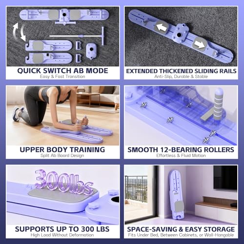 Pilates Reformer Maschine, Multifunktionales Ski-Fitnessgerät mit Widerstandsbändern, Verstellbaren Griffen, Pilates Board, Liegestütz Griffen, Split-Ab-Board & Armtrainer, Ganzkörper Workout