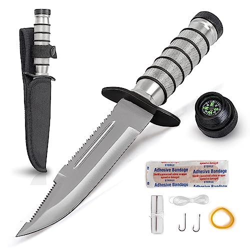 Maxam 9-Piece Survival Knife Set with Zinc Alloy Handles, Ideal for Survivalists, Hunters, Hikers, and Outdoor Sports Enthusiasts