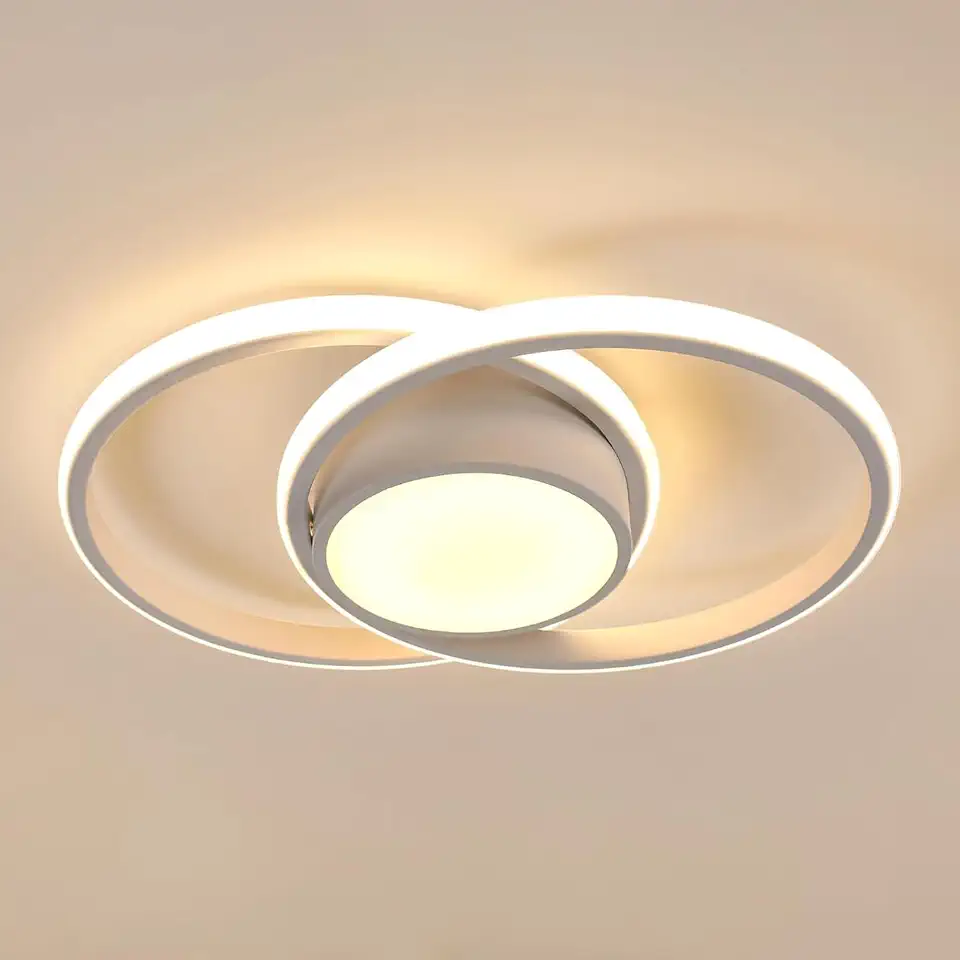 BEMMY Luminária de Teto, Lustre Redondo, Quarto, Cozinha, Sala de Estar, Decoração, Luz de Teto Regulável, Lustre de iluminação tricolor 85-265V (Branco)