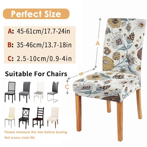 Faptoena Vintage Floral Dining Chair Covers Set Of 6,Removable Washable Parsons Chair Slipcovers,Kitchen Spring Summer Decor Chair Seat Cover Protectors thumb #2
