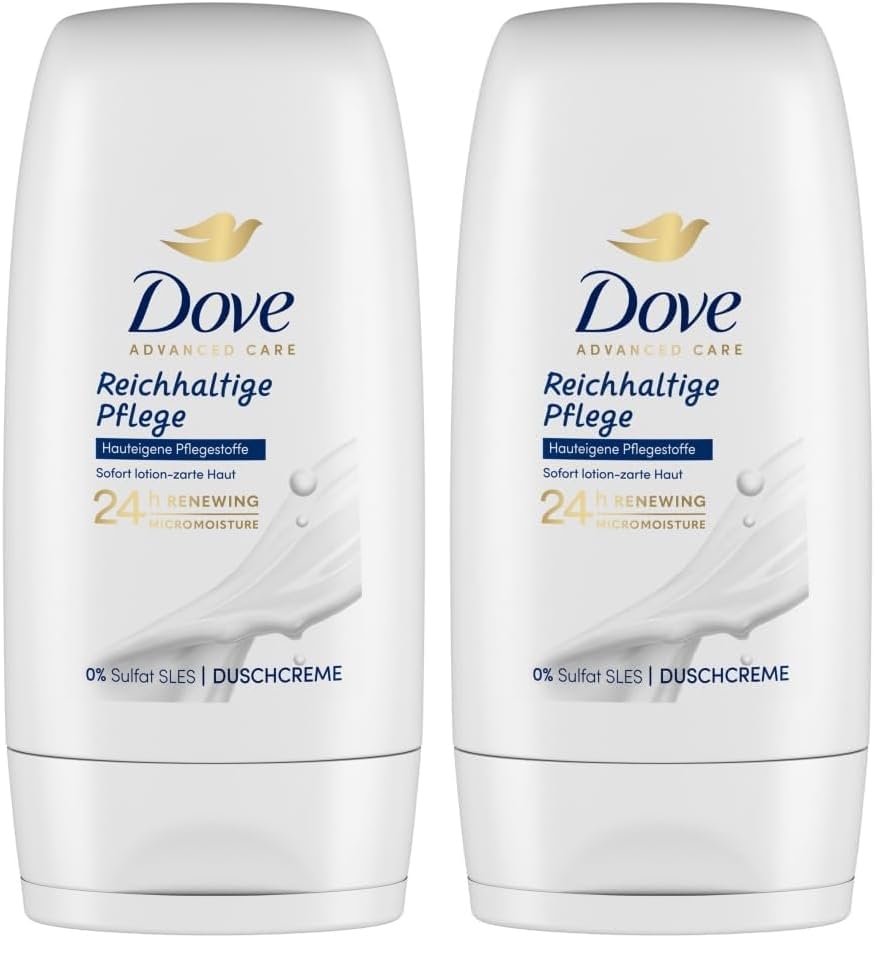 Dove Gel de Ducha para piel seca Hidratación Profunda con Sérum Triple Hidratante 55 ml (Paquete de 2)