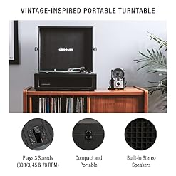 Crosley CR8017B-BK Voyager Vintage Portable Vinyl Record Player Turntable with Bluetooth in/Out and Built-in Speakers, Black - Les Beatles, Paul McCartney, John Lennon, RIngo Starr, George Harrison Crosley CR8017B-BK Voyager Vintage Portable Vinyl Record Player Turntable with Bluetooth in/Out and Built-in Speakers, Black – Image 2