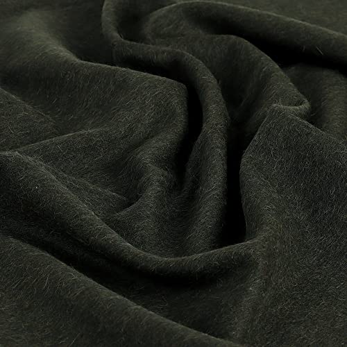 Arequipa Pride - Alpaca Wool Throw Blanket Woven Soft Warm Solid Color Design Peru 64" X 53" (Dark Olive Green) #TOP1