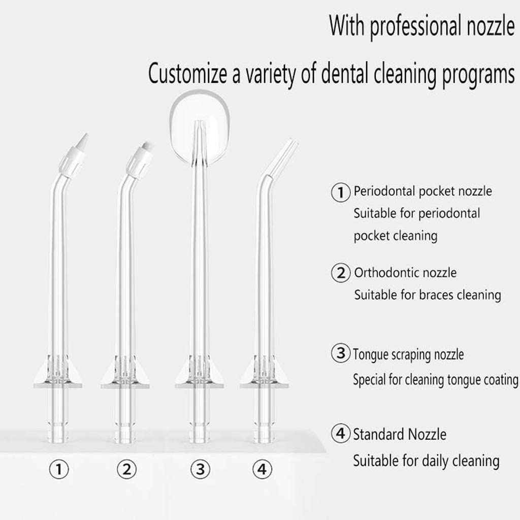 Idropulsore per denti senza fili con 3 modalità, irrigatore orale con rotazione a 360°, impermeabile Ipx7, 180 ml e 4 punte a getto Detergente per denti con presa d'acqua, ricaricabile tramite USB