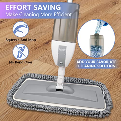 Spray Mop for Floor Cleaning, Floor Mop with a Refillable Spray Bottle and 3 Washable Pads, Flat Mop for Home Kitchen Hardwood Laminate Wood Ceramic Tiles Floor Cleaning (600ml Update)
