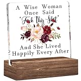 Funny Clear Desk Decorative Sign with Wood Stand, Home Bedroom Office Positive Plaque Decor for Wome