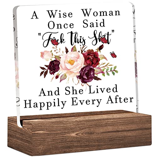 Funny Clear Desk Decorative Sign With Wood Stand, Home Bedroom Office Positive Plaque Decor For Women, Sister, Friends, Coworkers Retirement Birthday Friendship Gifts #TOP10