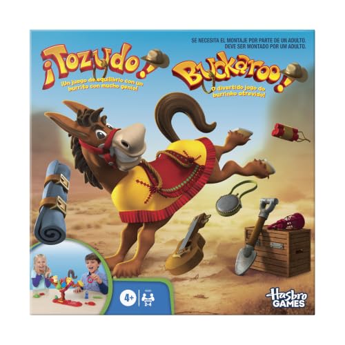 Hasbro Gaming Juego ¡Tozudo! - El Juegos de Equilibrio con un Burrito con Mucho Genio - Juego de Mesa Familiar de 2 a 4 Jugadores - Mayores de 4 Años