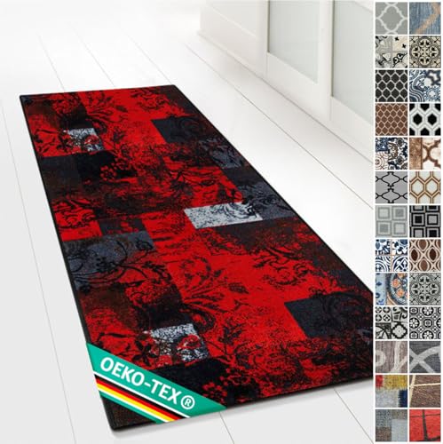 Moderner Wohnteppich mit Muster - maßgefertigter Teppichläufer - Meterware - Teppich Läufer für Küche, Flur & Wohnraum - Flurteppich - Küchenläufer (80 x 200 cm, Maraba)
