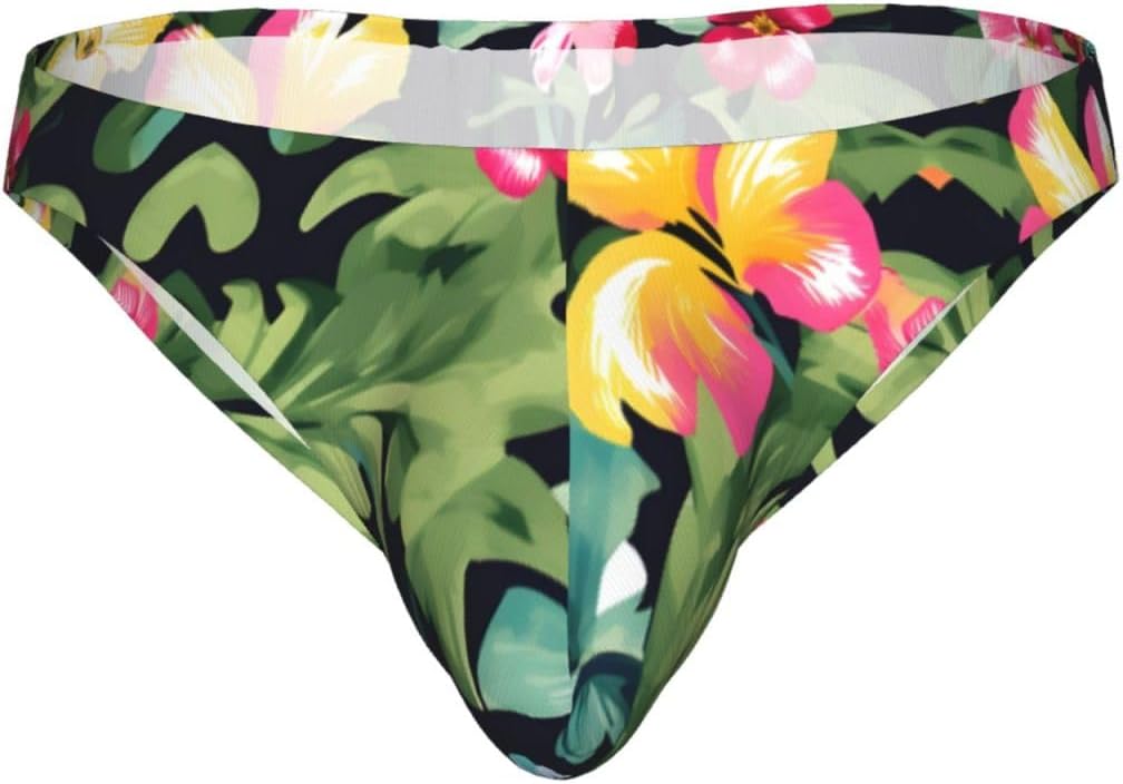 Hawaiian Flower Print Print Briefs For Men Low Rise Mens Underwear With Pouch Cozy Stretch Mens Bikini Briefs S To 4xl