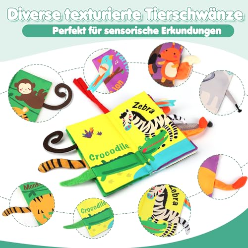 beiens Baby Spielzeug 6 Monate,Babybuch stoffbuch fühlbuch knisterbuch Bilderbuch Stoffbücher Kinderwagen Neugeborene Spielzeug ab 0 3 6 Monate, Baby Bücher Quiet Book Geschenk für Jungen Mädchen