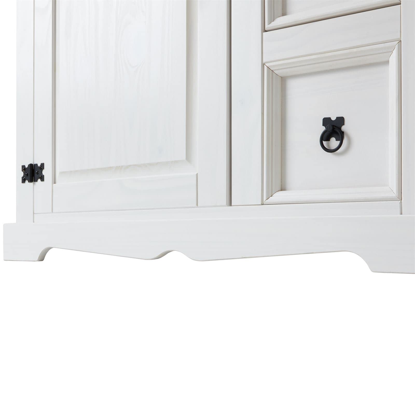 IDIMEX Buffet Salle à Manger apothicaire Tequila L 95 cm en Bois Massif Blanc avec 1 Porte battante et 5 tiroirs spacieux, Style Mexicain, Meuble de Rangement, Structure Robuste et Finition élégante