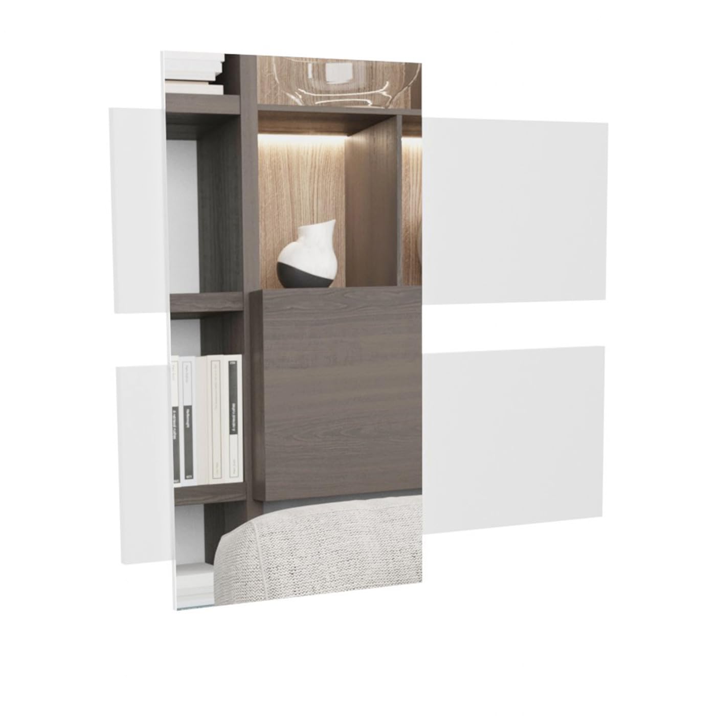 Homey - Recibidor con cajón y Espejo, Mueble de Entrada, Modelo Sun, Acabado en Blanco-Roble, Medidas: 75 cm (Ancho) x 116 cm (Alto) x 29 cm (Fondo)