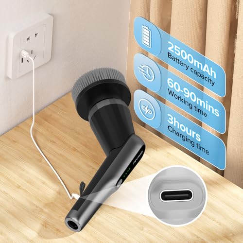 Image of Electric Spin Scrubber, 10-in-1 Shower Scrubber & Retractable Long Handle, 44 lbs High-Torque & Variable Speed Shower Cleaning Brush for Bathroom,Toilet, Bathtub, Kitchen, Tile Floors,