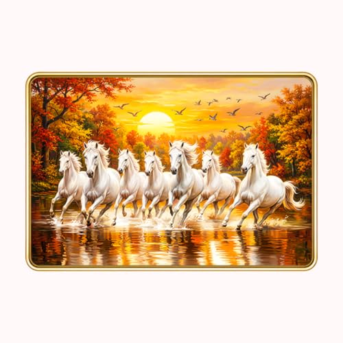 Image of 7 Running Horses Vastu Photo Frame, 8x12 Inch