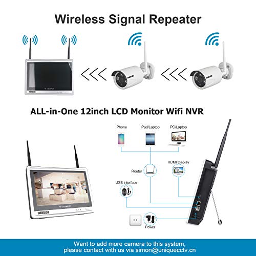 [8Ch Expandable] 2K 3Mp Home Security Cameras System With 12 Inch Monitor & Nvr Combo Surveillance Kits, 8 Channel Cameras Cctv System With 4Pcs Wireless Video 3.0Mp Ip Cameras,Free App(No Hdd) #TOP4