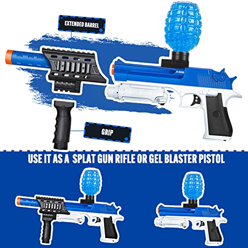 Gel Ball Blaster 2-In-1 Splatter Ball Gun With Gel Beads Goggles, Full Auto Splat Gun For Shooting Games Gel Gun For Kids Adult Age 12+ (Blue) #TOP2
