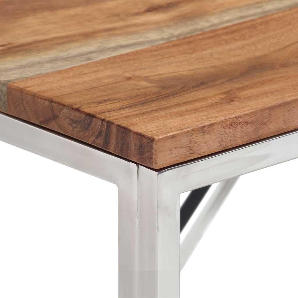 Tavolo consolle in acacia e acciaio inox, moderno, 110 x 30 x 70