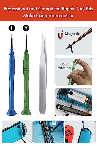 ジョイコン 修理 【48 in 1 ジョイコン修理セットfor Switch/Switch Lite/switch 有機elモデル】ジョイコン スイッチ 修理キット ジョイコン 修理 コントロール 右／左 3Dセンサーアナログジョイスティック 4個入 親指キャップ 12個付 日本語取扱説明書付き