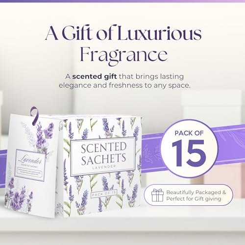 Image of 15 Pack Sachets for Drawers and Closets, Scented Sachets for Drawers, Closet Freshener Sachet for Drawers to Refresh Any Space, Sachet Bags, Scented Drawer Fresheners for Dresser, Lavender