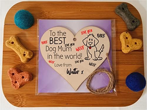 The Plum Penguin Personalised Handmade Wooden Hanging Heart Plaque great for dog lovers dog mums pet keepsake