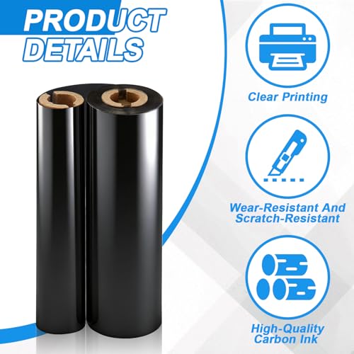 Image of 8 Rolls 4.33 inch x 244' Thermal Transfer Ribbon, Enhanced Wax-Resin, 1 /2 inch Core Ink Out, Desktop Thermal Label Printer Ribbon Compatible with Zebra Datamax Eltron Tlp2442 Tlp2844 Gc420t Gk420t Gx420t