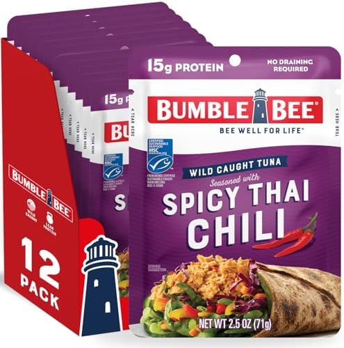 Bumble Bee Spicy Thai Chili Seasoned Tuna Pouch, 2.5 oz (Pack of 12)