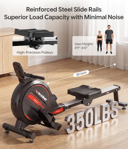 Image of Wenoker Rowing Machine for Home, Magnetic Rower Machine, 350 LB Weight Capacity, 16-Level Silent Resistance Row Machine for Gym Exercise