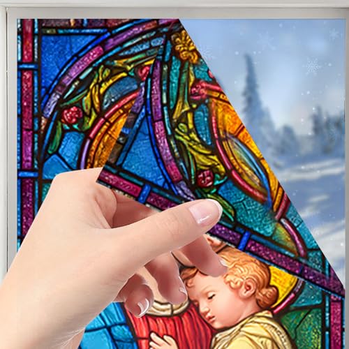 Película para ventana navideña con diseño Holy Family 44x100 cm miniatura 4