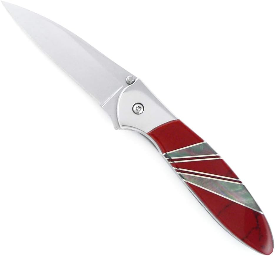 Kershaw Leek Folding Pocket Knife with Artisan-Crafted Red Jasper Stone Handle, Made in USA