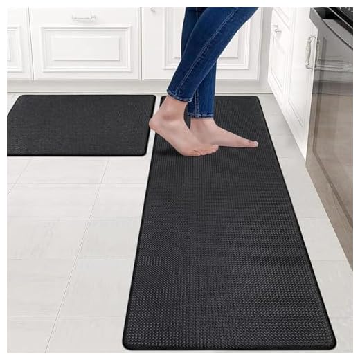 Scizor Kitchen Rugs, Pack of 2, Non-Slip, Washable, Durable Kitchen Runner, Hallway Runner, Anti-Fatigue Kitchen Rug Runner for Kitchen, Carpet for Bathroom/Living Room, Hallway (481-BLACK)