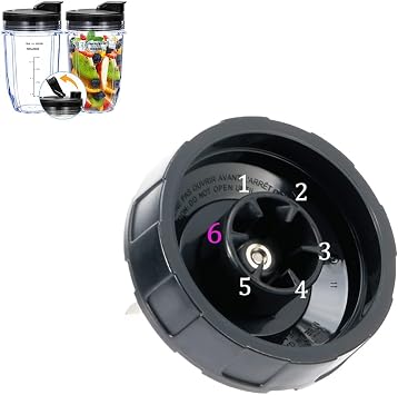 Replacement 6-Fins Female Blender Blade and 18oz Cups Compatible with Ninja Auto iQ Blenders.