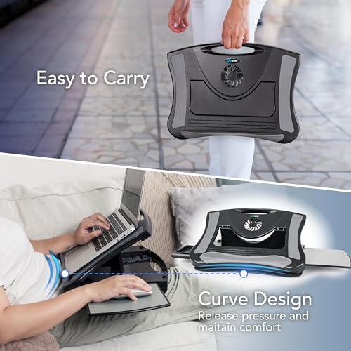 EHO Portable Lap Desk with Cushion, Detachable Mouse Pad Tray and Phone Holder, Adjustable Laptop Stand with 5 Angles, for Home, Office, Sofa, Bed - Thumbnail 7