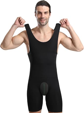 BaronHong Mens Sleeveless Full Body Shaper Underwear Slimming Compression Bodysuit Shapewear Tummy Chest Control