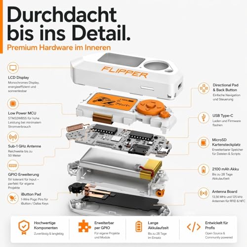 Flipper Zero Starter Full Set | Flipper Zero | WiFi-Board | Silikonhülle | 64GB Speicherkarte | USB-Kartenleser