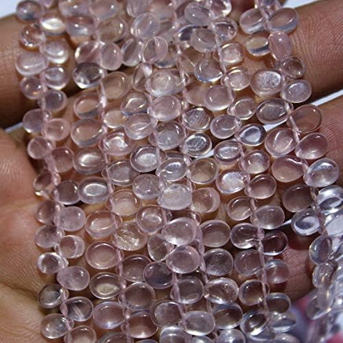 Rose Quartz Pear, Plain Beads Rose Quartz Briolettes, 6mm Approx, 9" Inches Full Strand Wholesale Price
