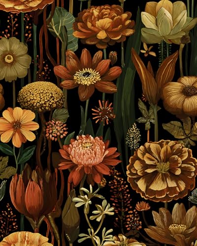 BOKEBEVE Wildlife Floral Wallpaper Peel Stick Vintage Brown 17.5 x 118In