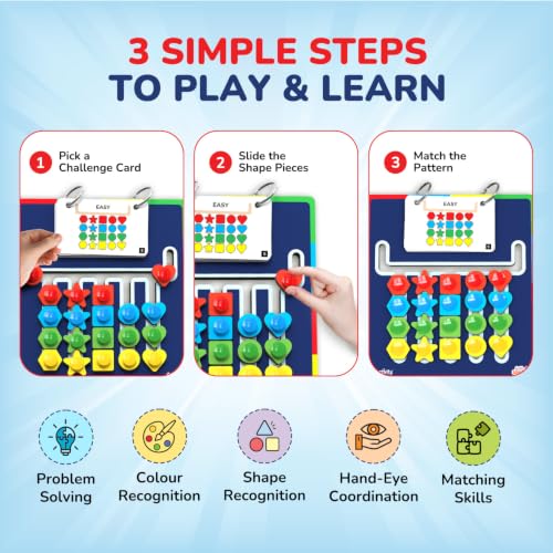 Smartivity Shape Coder Puzzle for Kids 6–12 Years | Logic & Color Sequencing Brain Game | 15 Challenge Cards, 5 Columns | Critical Thinking STEM Toy | Travel-Friendly Birthday Gift Boys & Girls - Image 3
