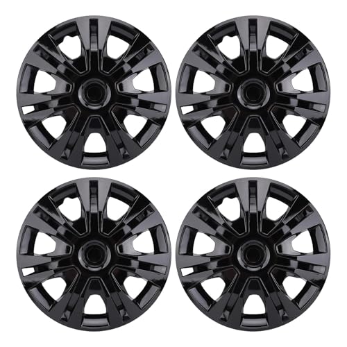 Hubcaps, Set of 4, 16 Inch Hub Caps Set, Stylish 16 Inch Wheel Rim Cover, ABS Material, Universal Fit for Cars, Trucks, SUVs, Wheel Cover Replacement R16 Hub Caps Snap On (Black)