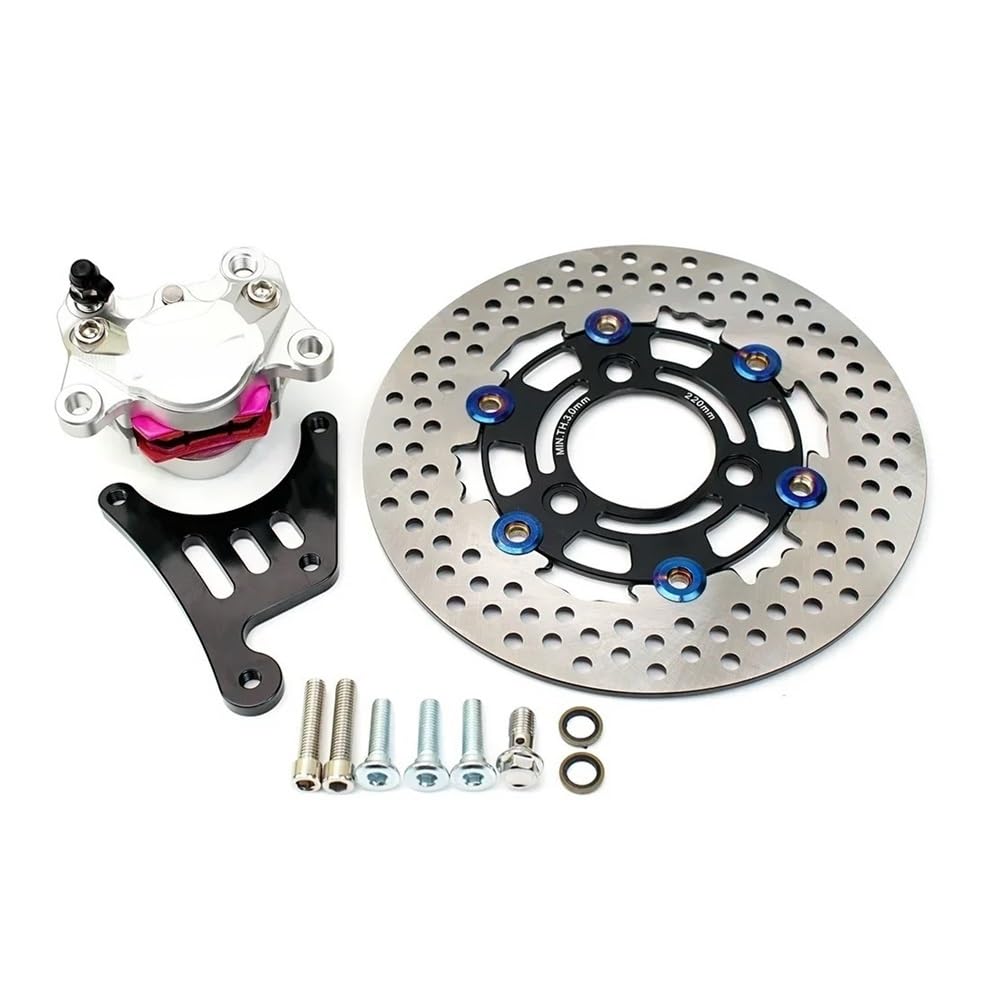 Disco Freno Anteriore Moto Set di Pinze Freno Anteriori per Moto, Rotore Flottante da 220 Mm con Staffa, Un Pistone per Scooter, Pitbike, Accessori Jog