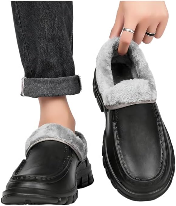 MGGMOKAY Waterproof Garden Clogs for Men Non Slip Chef Shoes Lightweight Slip-On Fur Lined Mens Clogs Warm House Slippers