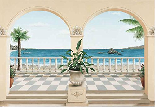 Washington Wallcovering 103 Idealdecor Wall Murals & Door Murals Mural /Light Blue/Medium Gray/Peach/Pink/Tan/White