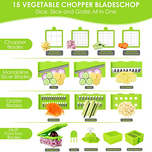 14-In-1 Kitchen Vegetable Chopper,Pro Onion Chopper With Container,Food Slicer Cutter,Potato Carrot Slicer #TOP5