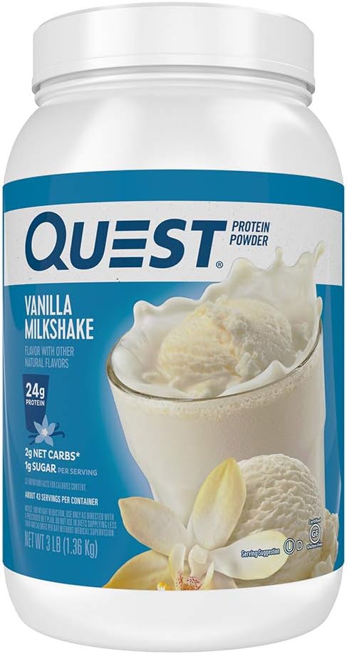 Quest Nutrition Vanilla Milkshake Protein Powder, High Protein, Low Carb, Gluten Free, Soy Free, 48 Ounce (Pack of 1) : Health & Household
