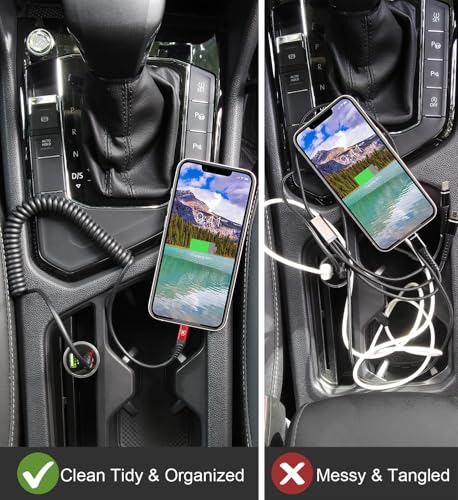 iPhone Charger Cable 6FT for Carplay, Coiled Lightning Cable 2 Pack - Red by KIYODA - Used condition - Image 5