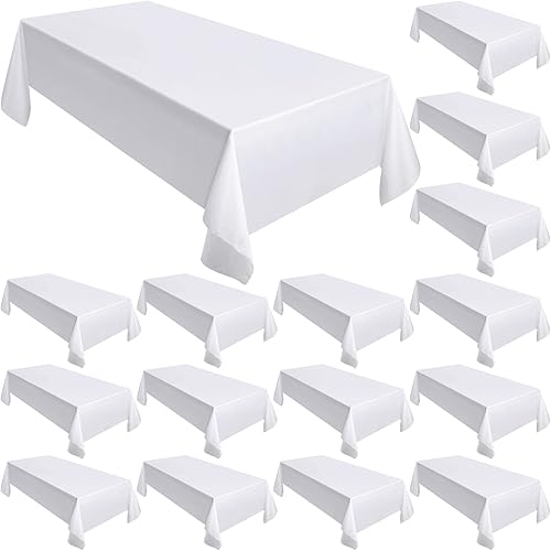 Moukeren Paquete de 18 manteles rectangulares de 58 x 102 pulgadas, reutilizables, lavables, de poliéster, a granel para mesas de 6 pies para bodas,