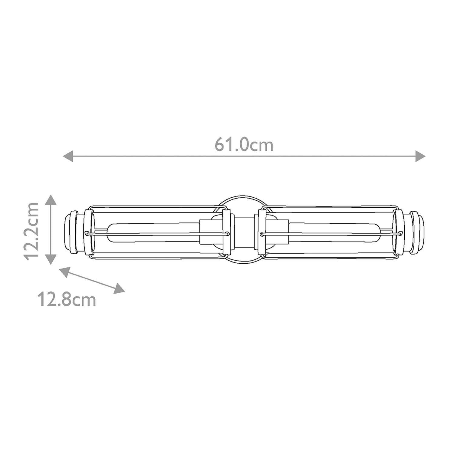 Licht-Erlebnisse Badezimmerleuchte Glas Metall IP44 in Messing Antik Schwarz 61 cm breit 2-flammig E27 Vintage Badlampe Wandleuchte Spiegel