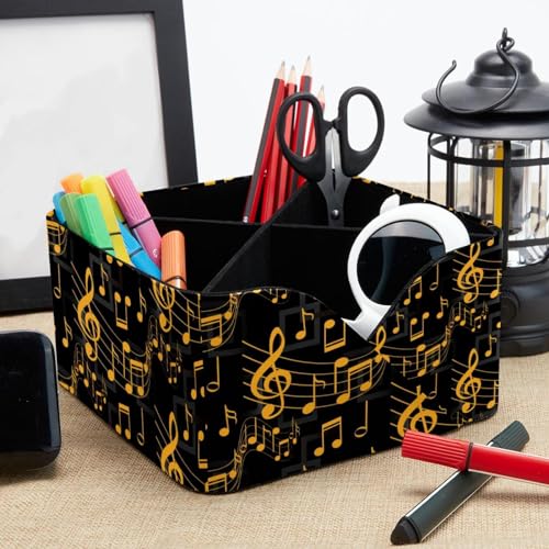 Organiseur de bureau jaune à 4 compartiments pour stylos - 8